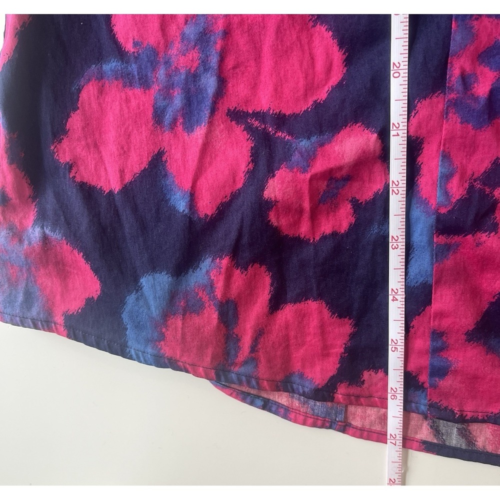 Foxcroft Women's XL Wrinkle Free Stretch Fitted Pink Blue Abstract Long Sleeve - Picture 6 of 7